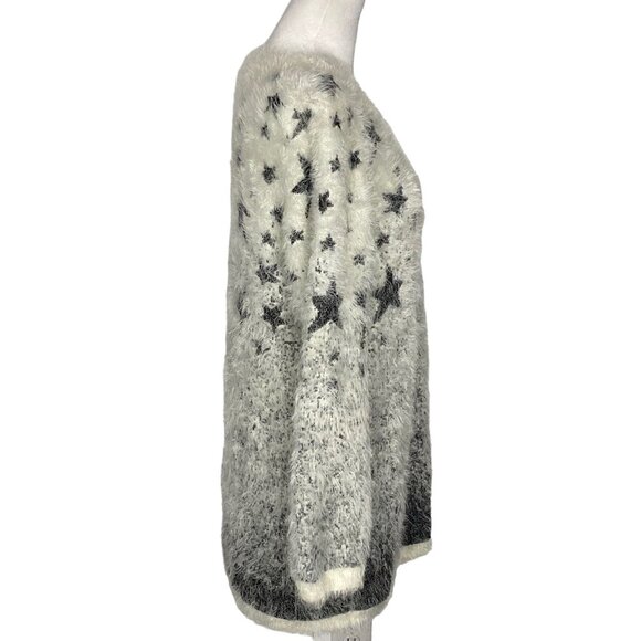 LAUREN MICHELLE Women Eyelash Stars Pullover Sweater Sz XL White Metallic 29-11 - Picture 3 of 13